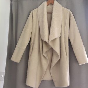 John + Jenn Women's White Faux Shearling Coat